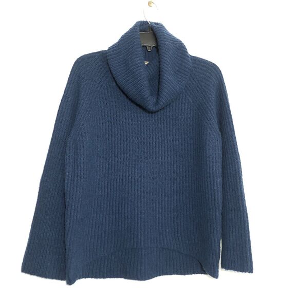 J. Crew Point Sur Sweater Womens Small Blue Mohair Wool Ribbed Chunky Turtleneck - Picture 5 of 16